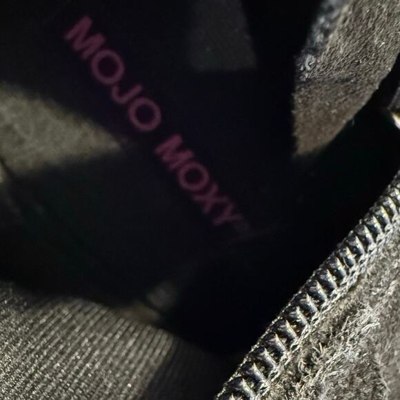 MOJO MOXY black suede buckle zip moto boots Y2K high low knee stud women's 9 - Picture 12 of 13